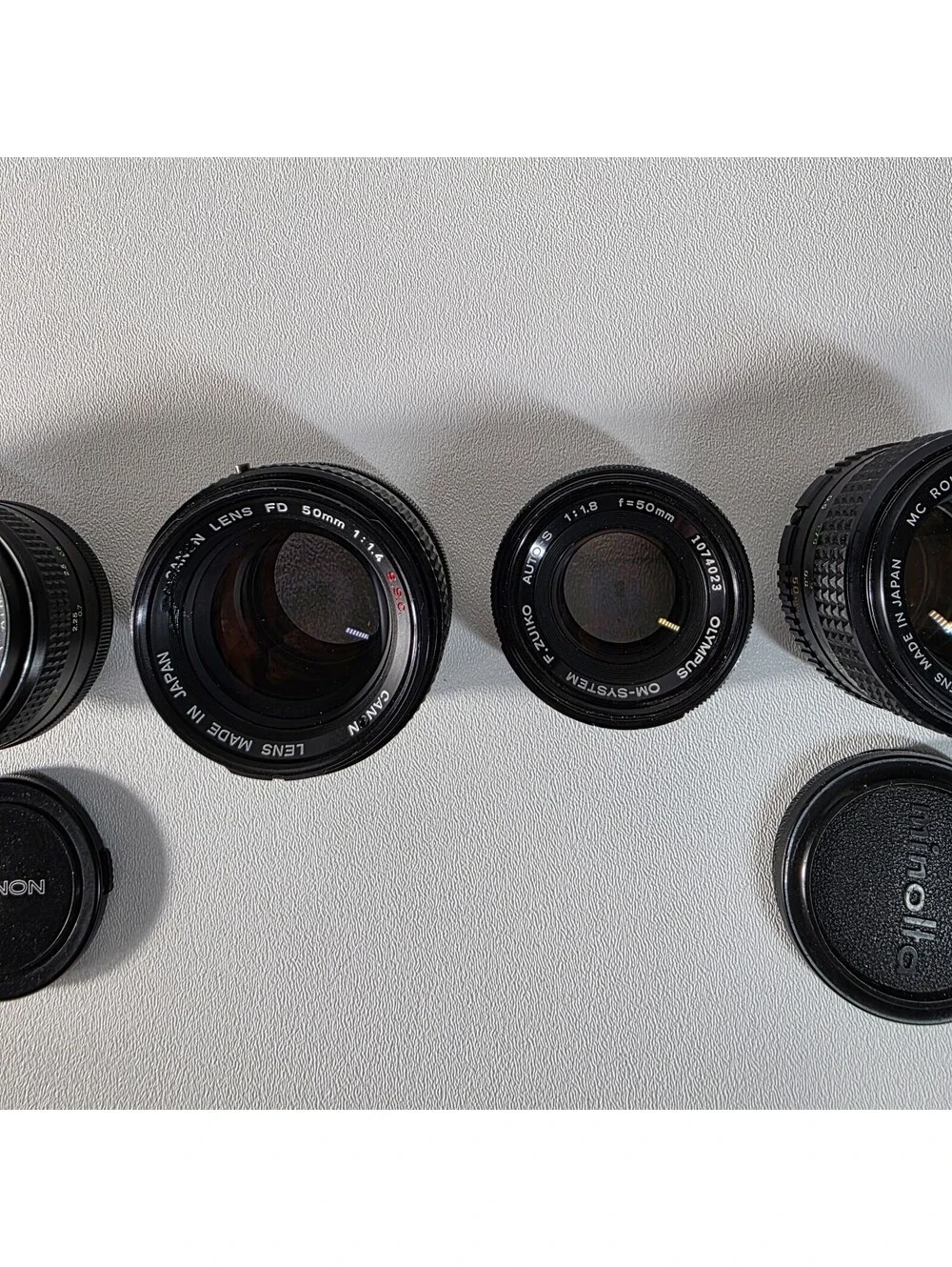 Lot of 5 Vintage 50mm 28mm Prime Lenses Canon FD Minolta Olympus Chinon FUNGUS